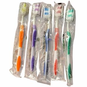 Lot of 5~ Multi-Colored Individually Wrapped Toothbrushes With Soft Bristles